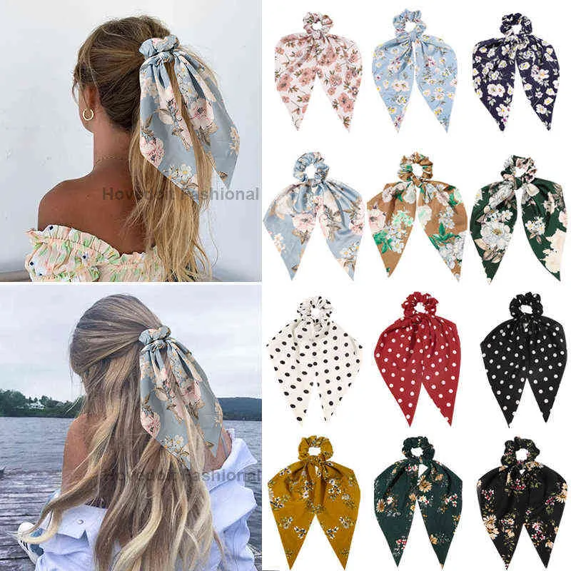 Boheemse print elastische haarbanden voor vrouwen meisjes strik scrunchies hoofdband haar banden paardenstaart houder haaraccessoires AA220323