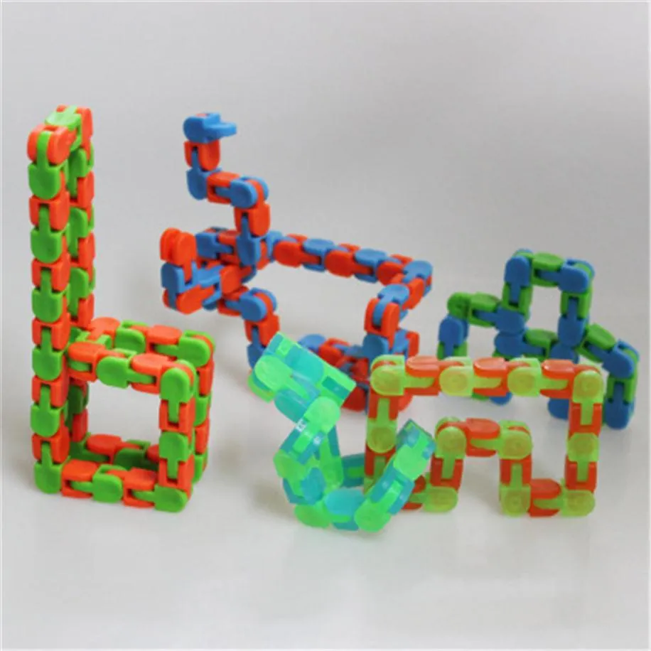Children Wacky Tracks Snap and Click Fidget Toys DIY Kids Autism Snake Puzzles Classic Sensory Educational Decompression Toy3272