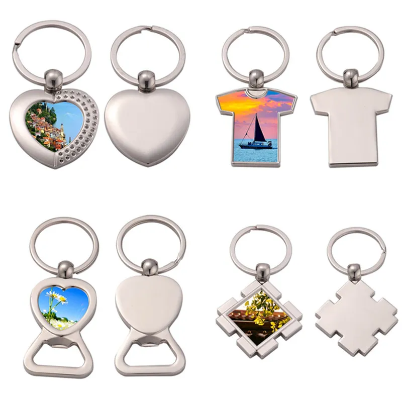 Fashion Keychains Designer Sublimation Blank Keychain Heart Round Car Key Rings Bottle Opener Keychains South American Silver Plated Lovers DIY Keyrings Jewelry