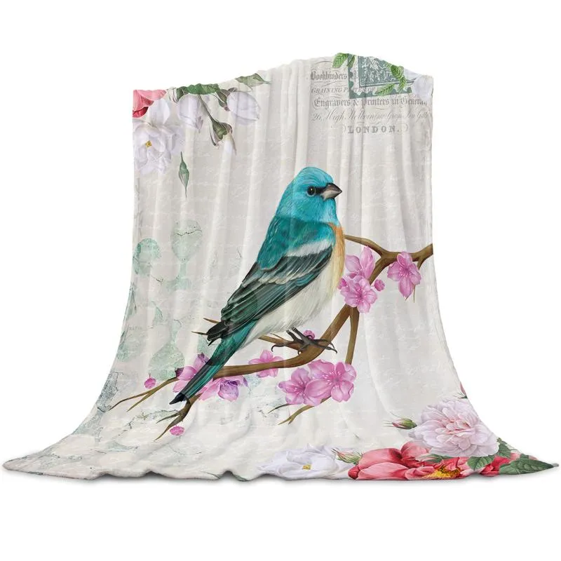 Blankets Vintage Flowers And Birds Throw Blanket Home Decoration Sofa Warm Microfiber For Bedroom