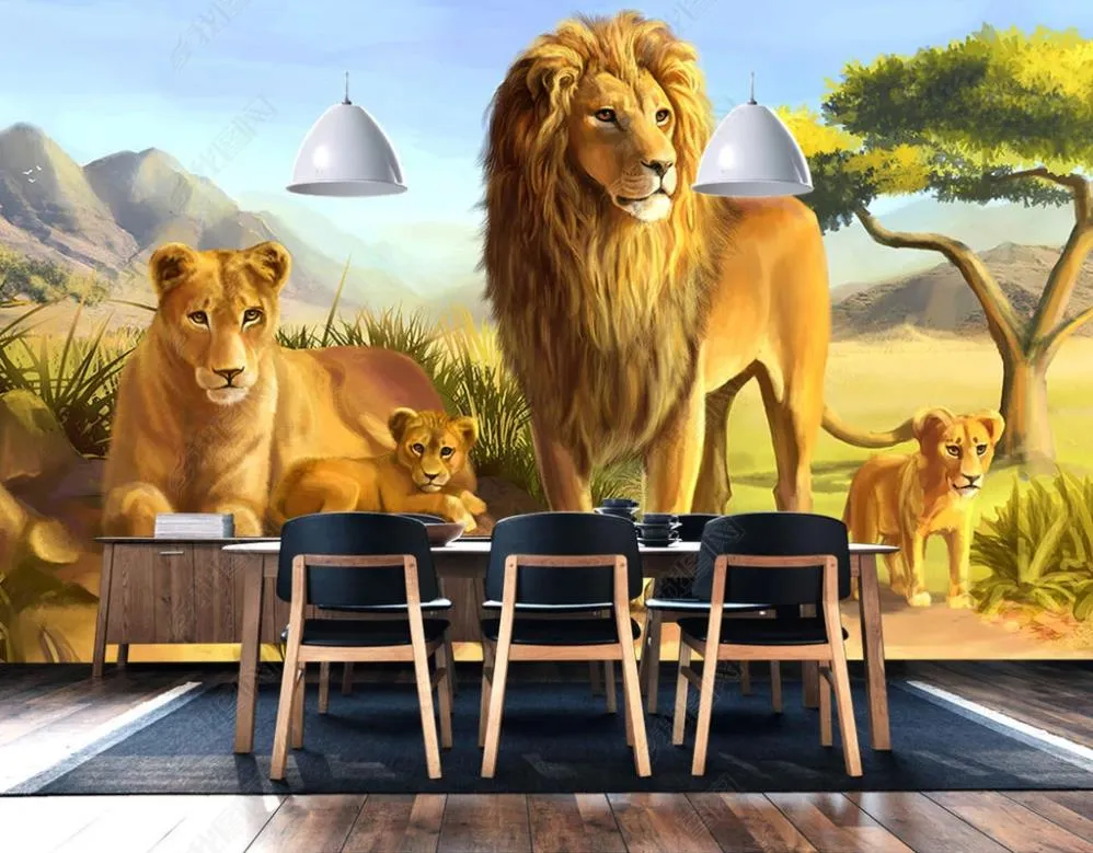 Papel de Parede 3D Wallpaper Animal Mural Wall Stickers Achtergrond Woonkamer Slaapkamer Huisdecoratie voor het huis
