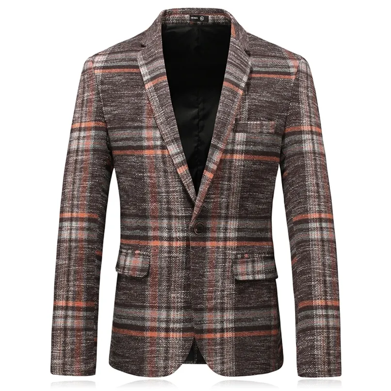 Manlig vinter high end affär brittisk stil smal passform tjocka blazers / mäns mode högkvalitativ jacka kappa 220514