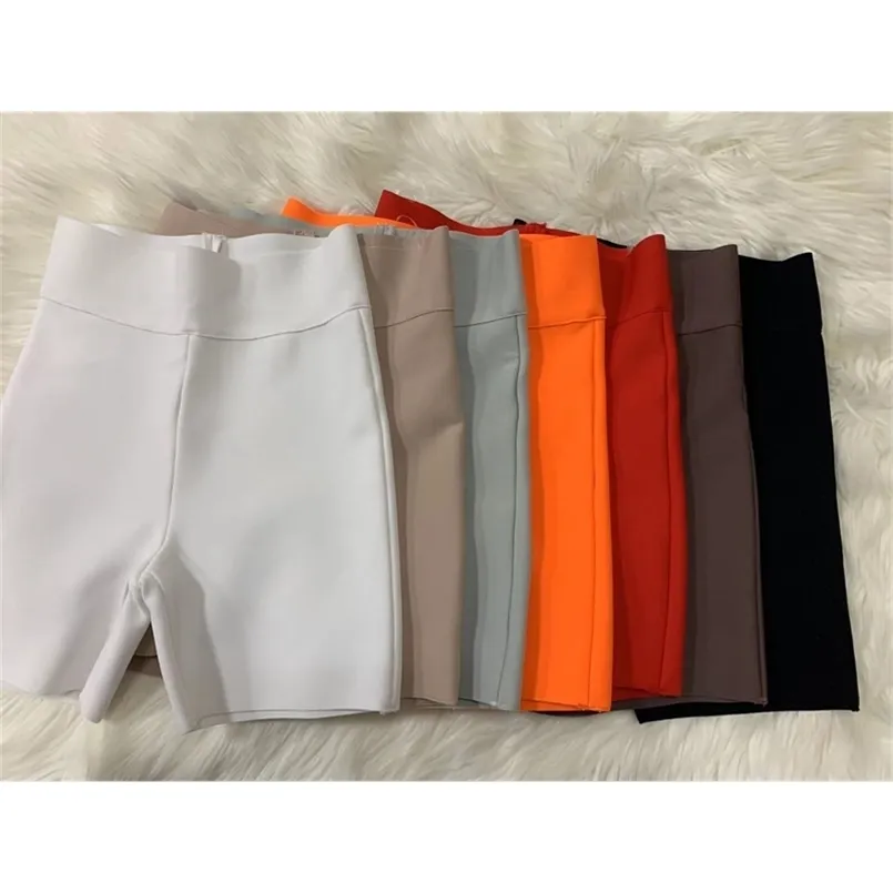 9 kleuren Bandage Shorts Wit Zwart Grijs Bandage Korte Broek Hoge Taille Topkwaliteit Rayon Vintage Shorts 220419