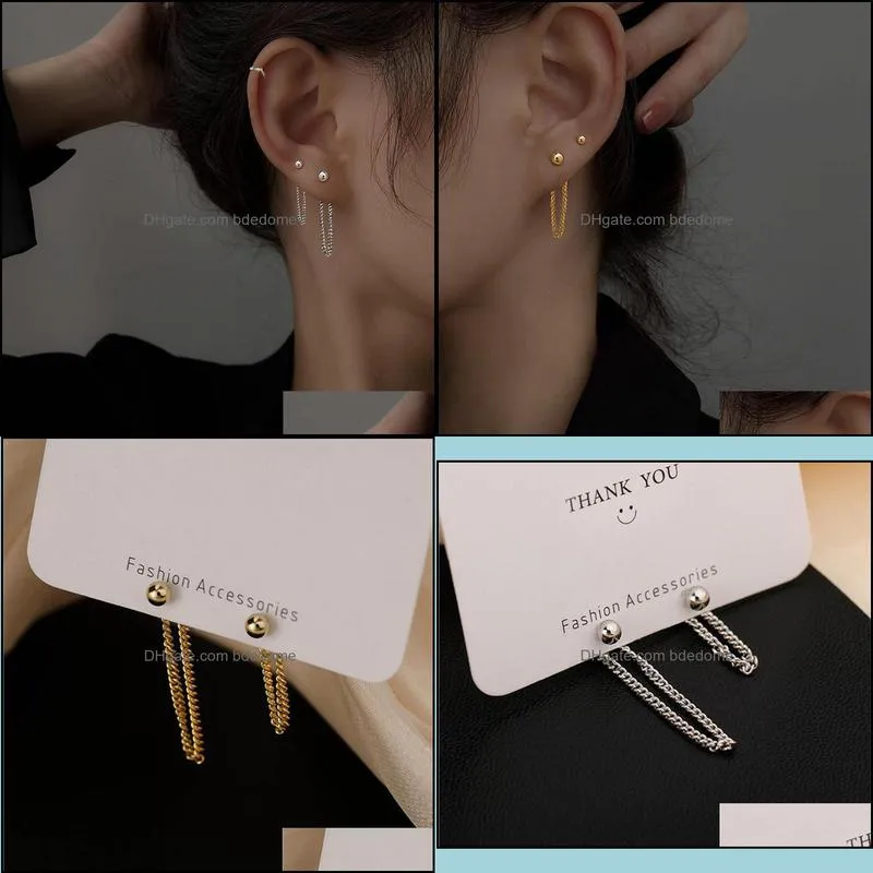 dangle & chandelier drop earrings for women chain back hanging asymmetric female temperament korean fashion lady gift jewelry wholesale