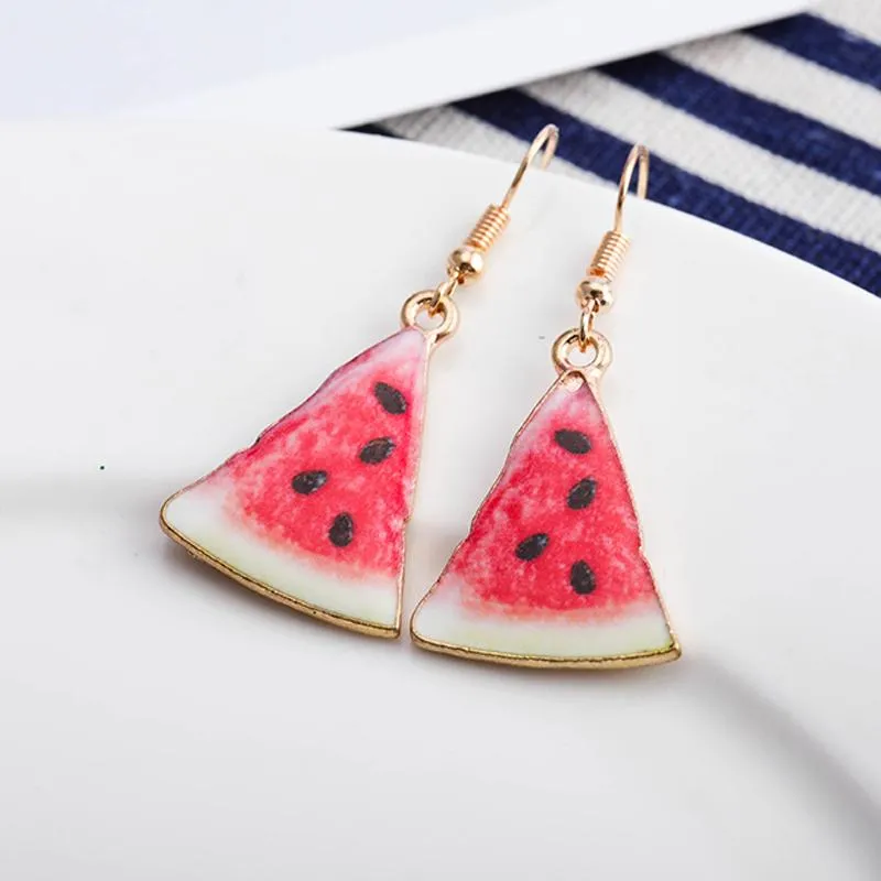 Pendientes Diseñador Para Mujer Cuelga Araña Moda Verano Sandía Fruta Joyería Creativa Fresa Pomelo Kiwi Piña Chica Regalo De Fiesta