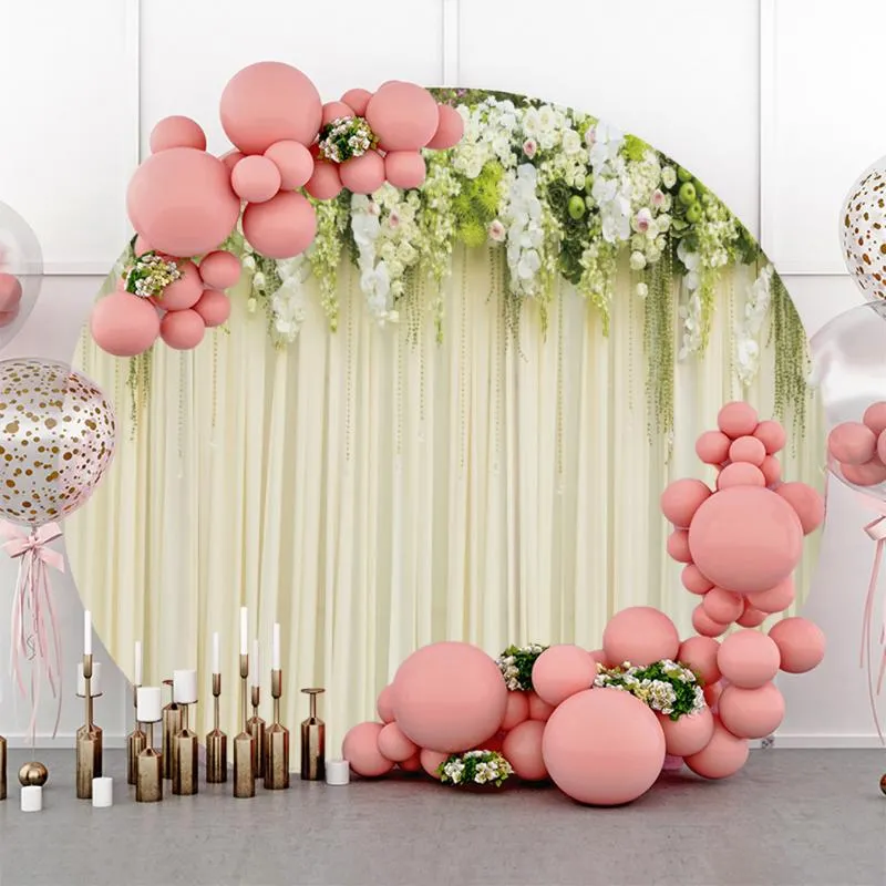 Party Decoration Wedding Flowers Backdrop Baby Shower Brud Födelsedag Bakgrund POCALL PO Rund Bakgrund Partyparty