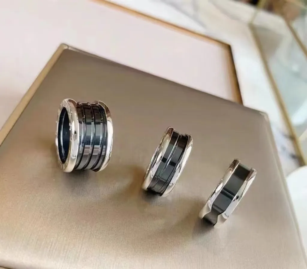 7 mm 12 mm najlepsze pary Pierścieni opaski projektant Rose Gold Sterling Srebrny czarny biały pierścień ceramiczny dla mężczyzn i damskich Walentynki Prezenty