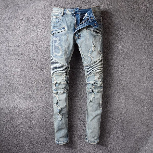 Jeans jeans motociclista motociclista in difficoltà Jean rock skinny slim fod hole lettera di alta qualità marca hip hop pantaloni di denim 21ss