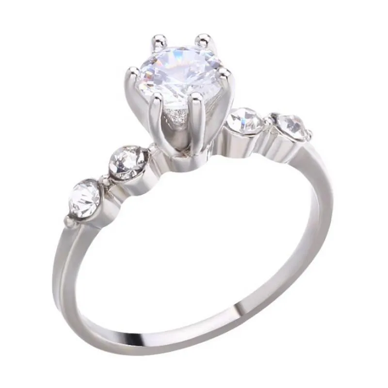 Anneaux de mariage romantique mode argent Simple blanc Zircon tempérament princesse belle mariée fiançailles bijoux mariage