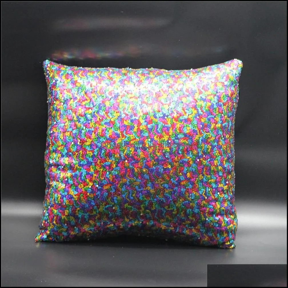 sequin glitter pillow case bed car magic mermaid pillows cases home print throw sofa cushion yhm289-1-zwl