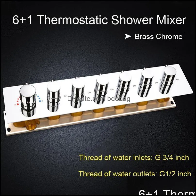Most Complete Shower Set 6 Functions Luxurious Bath System Large Waterfall Dual Rain Misty Concealed Ceiling Showerhead Massage