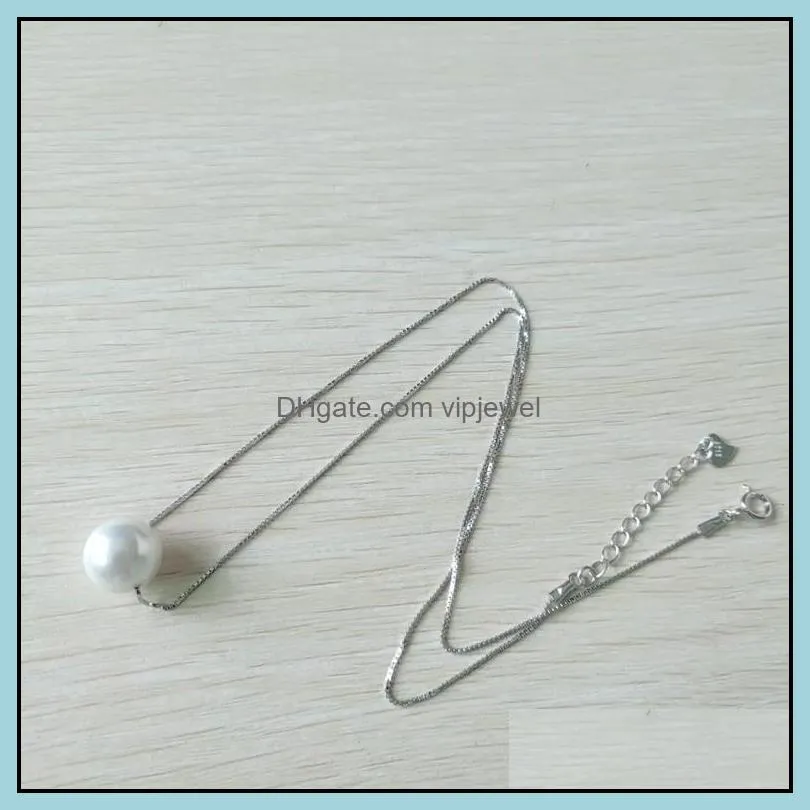 dainty fashion women minimalist necklace jewelry 925 sterling silver box chain pearl necklace