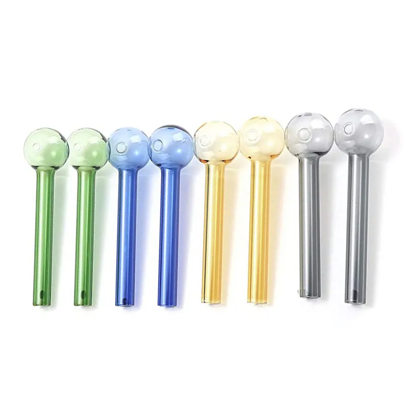 Tuyaux en verre pour brûleur à mazout Tube en verre épais de 3,9 pouces Main tenir la pipe à fumer Tabac Bulle Nail Tips Transparent Vert Rose Jaune Bleu Couleurs pour les fumeurs en gros