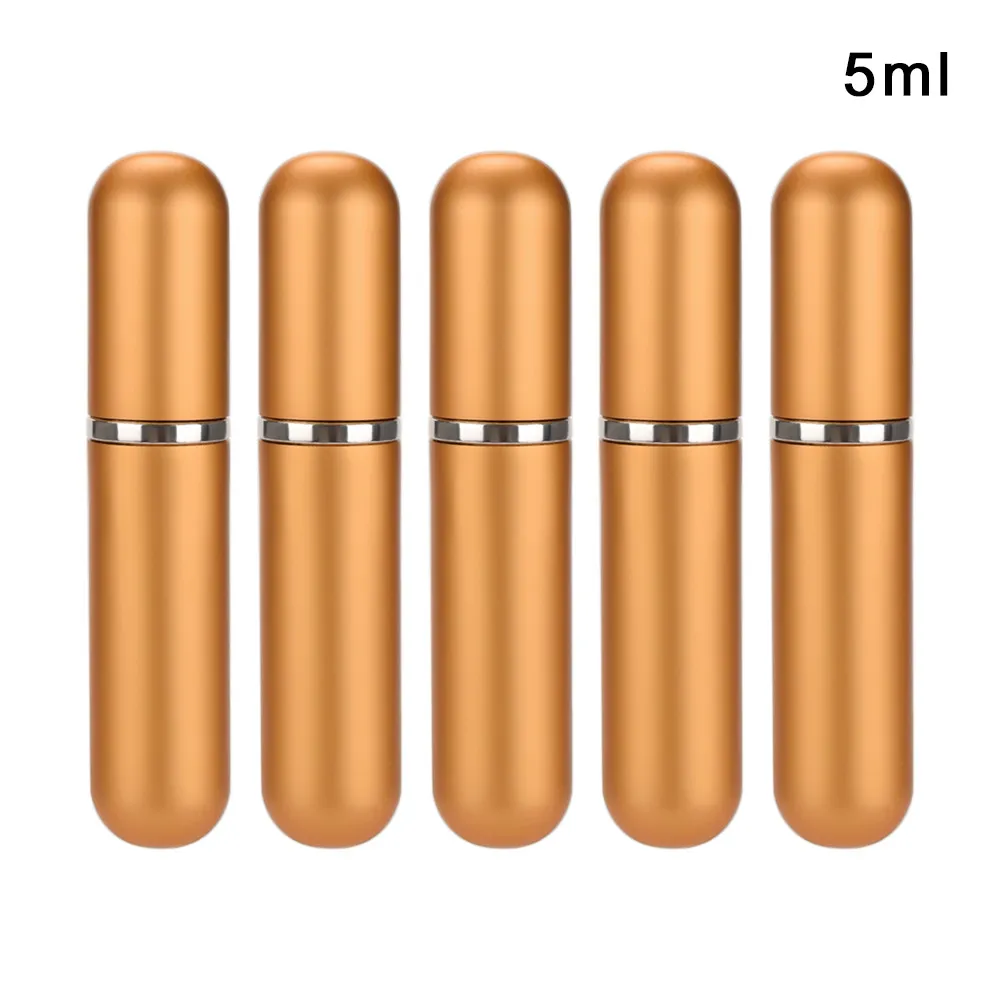 Złote 5 ml mini okrągła głowica perfum butelek z butelką podmiotu 5pcs