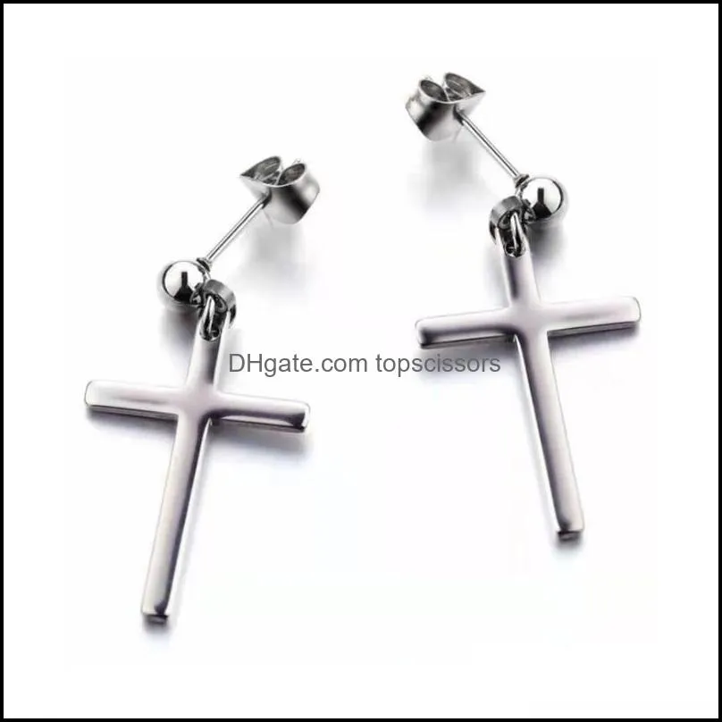 surgical steel dangle cross ball stud earrings hip hop body piercing jewelry
