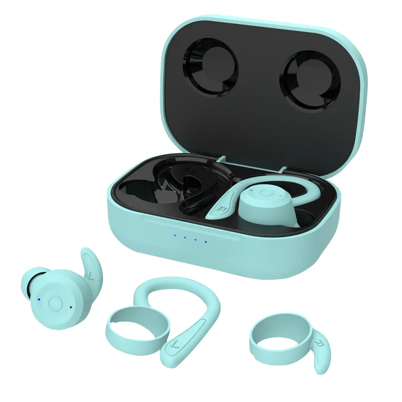 Bluetooth 5.1 Earphone Headphones Ear-Hook Sports Waterproof Running In-Ear Wireless Headset Charging Box Colorful Music Stereo Silicone Earplugs Bass Auto Pairing