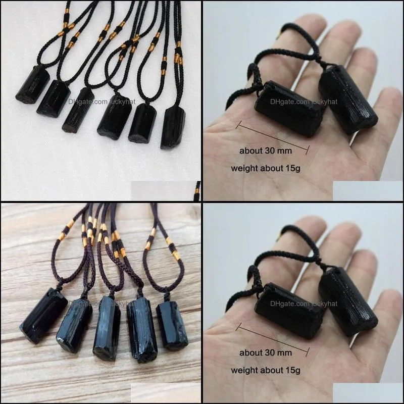 Pendant Necklaces Fashion Women Black Energy Tourmaline Stone Necklace Crystal Gem SpecimenPendant