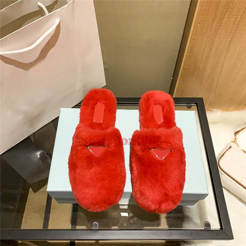 Red outlet fur sandals