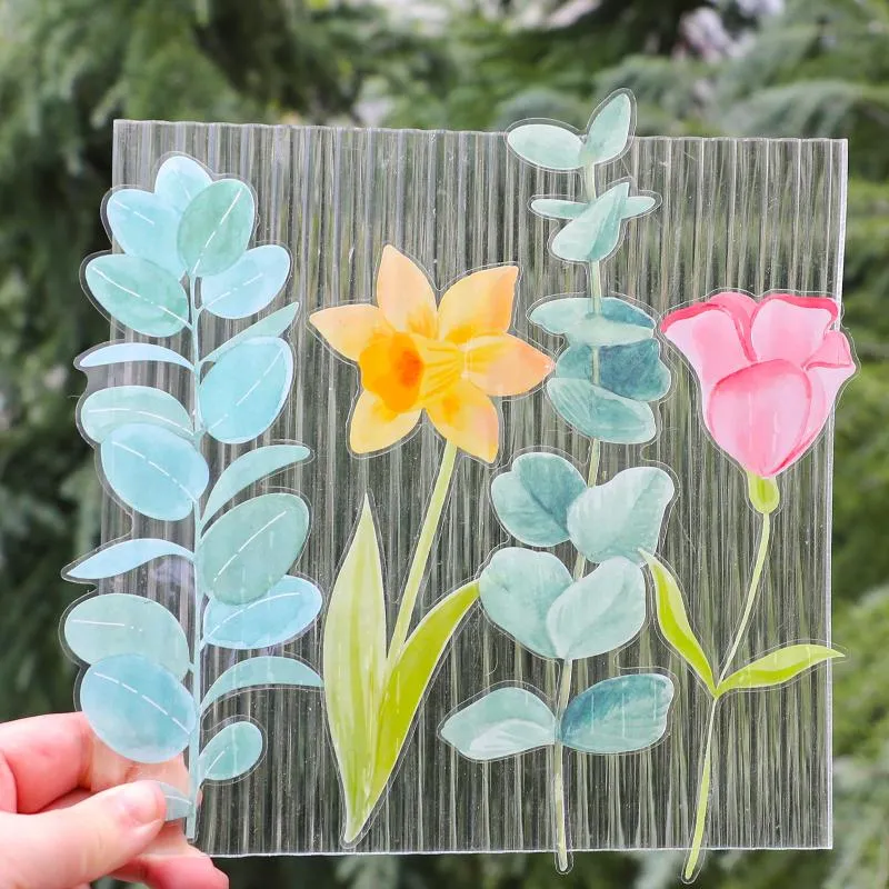 Подарочная упаковка ПК большой Zhang Green Plant Flowers Sticker