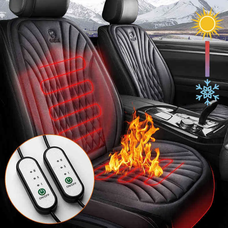 Coprisedile per auto riscaldato Karcle 12 / 24V Cuscino riscaldante universale Caldo per l'inverno Coprisedili per auto universali antiscivolo Riscaldatore per sedili H220428