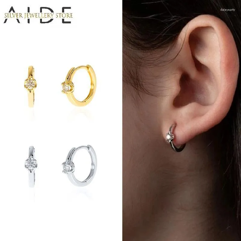 Hoop Huggie Aide Luxurious Zircon Glossy Earrings for Women Girl Gift Simple Piercing 925 Sterling Silver Jewelry Kolczyki Dale22
