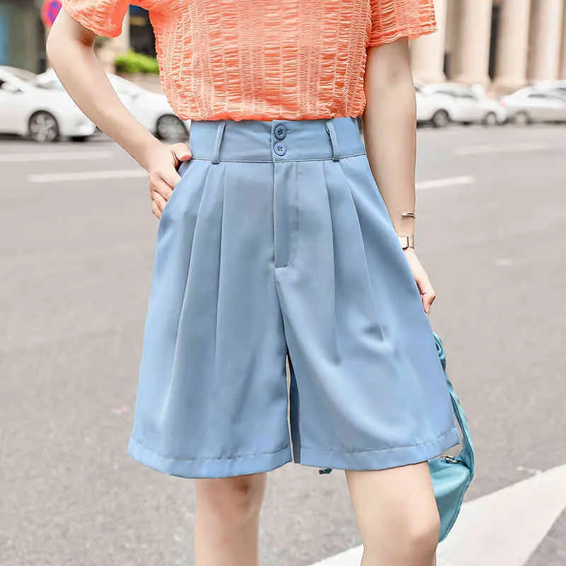 Save Big on Bulk Double Waisted Shorts Double Button Women Shorts Plus Size  Wide Leg High Waist Shorts Pleated Female Casual Loose Suit Shorts Large