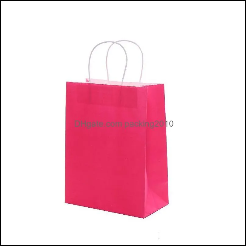 Shopping Bags Kraft Paper Multifunction High Quality soft colorful bag with handles Festival Gift Packaging 21x15x8cm ship fast A06