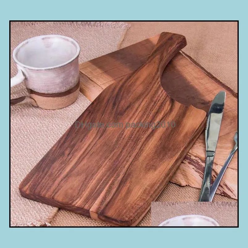 kitchen tools high quality acacia wood cutting board ,practical double-sided wooden cutting-board, regular bread boards with oval handle