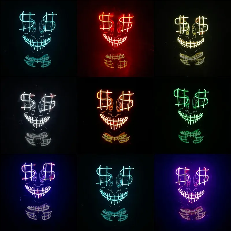 Dollar Schild Partymaske für Frauen Männer Halloween Masquerade Luminous Masken Urlaub Party Dekoration Lustige Requisiten 15 8md D3