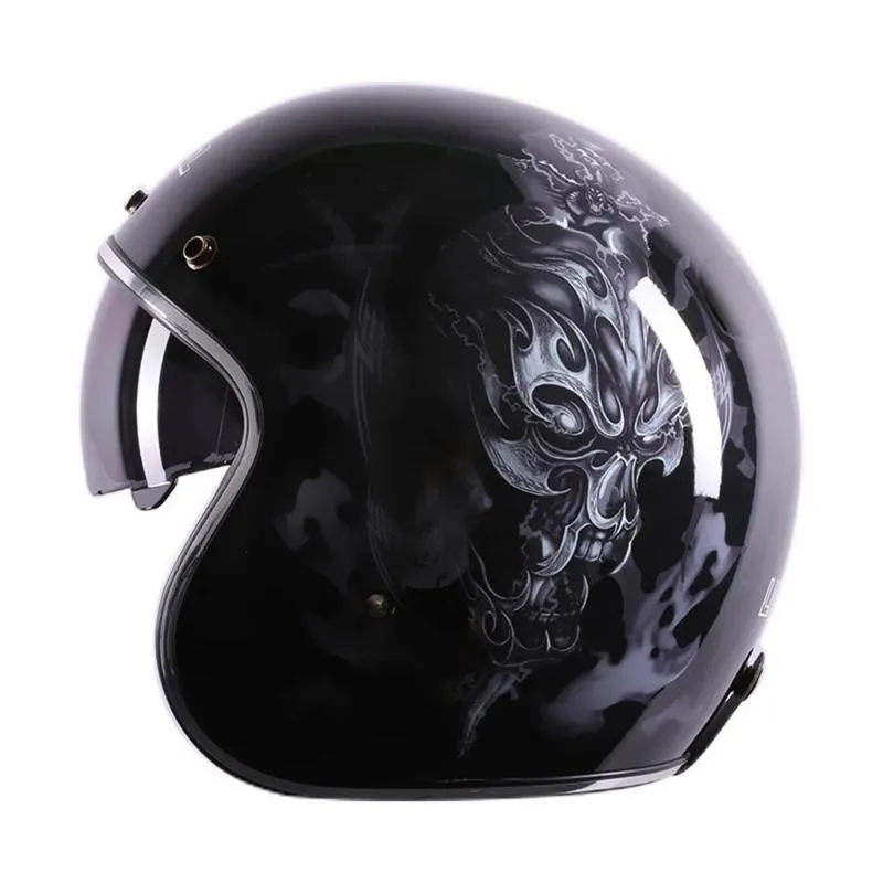 Casques de moto Hommes Casque Café Racer Vintage Motocross Moto Rétro Moto Équitation Visage Ouvert Scooter Casque Casco