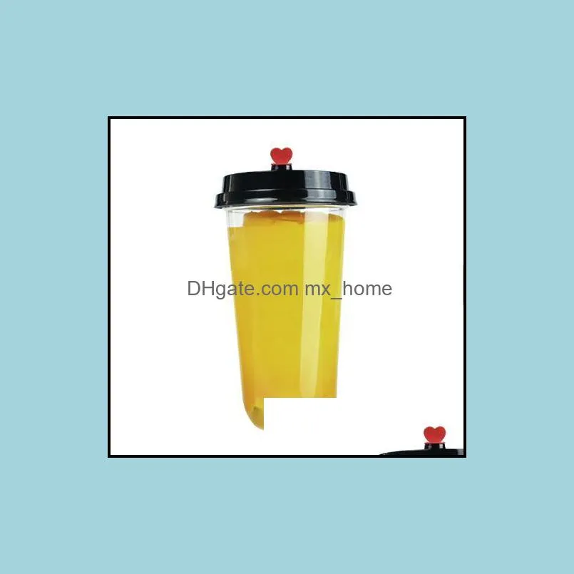 Custom printed cup clear disposable plastic PP U shape juice cup bubble milk tea cup with several type of lid for selection