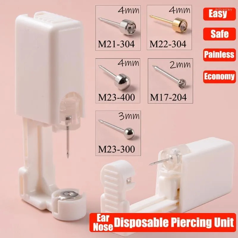 Stud Disposable Self Ear Piercing Gun Sterile Cartilage Tragus Unit NO PAIN Piercer Tool Machine Kit Built-In StudStud Mill22