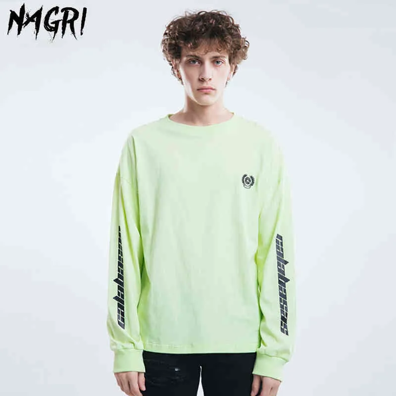 Nagri Men lange mouw t-shirt streetwear casual pullover t shirt print hiphop sweatshirts mode tops t220808