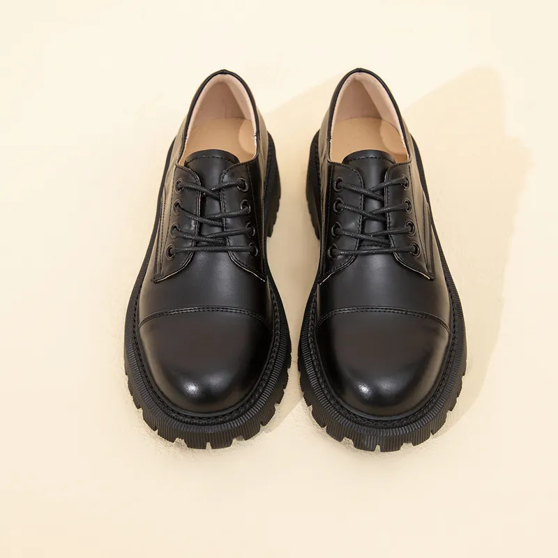 Frauen Müßiggänger Schuhe Aus Echtem Leder Dicken Absätzen Student Schuhe Weibliche Spitze Up Britischen Stil Dame Oxford Schuhe Schuhe