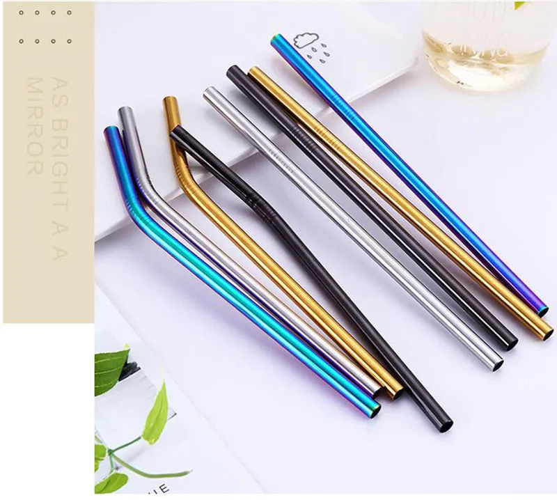 8MM Ordinary Polishing 304 Stainless Steel Reusable Drinking Straws For Home Party Wedding Bar Drinking Tools Barware 3 Size Select