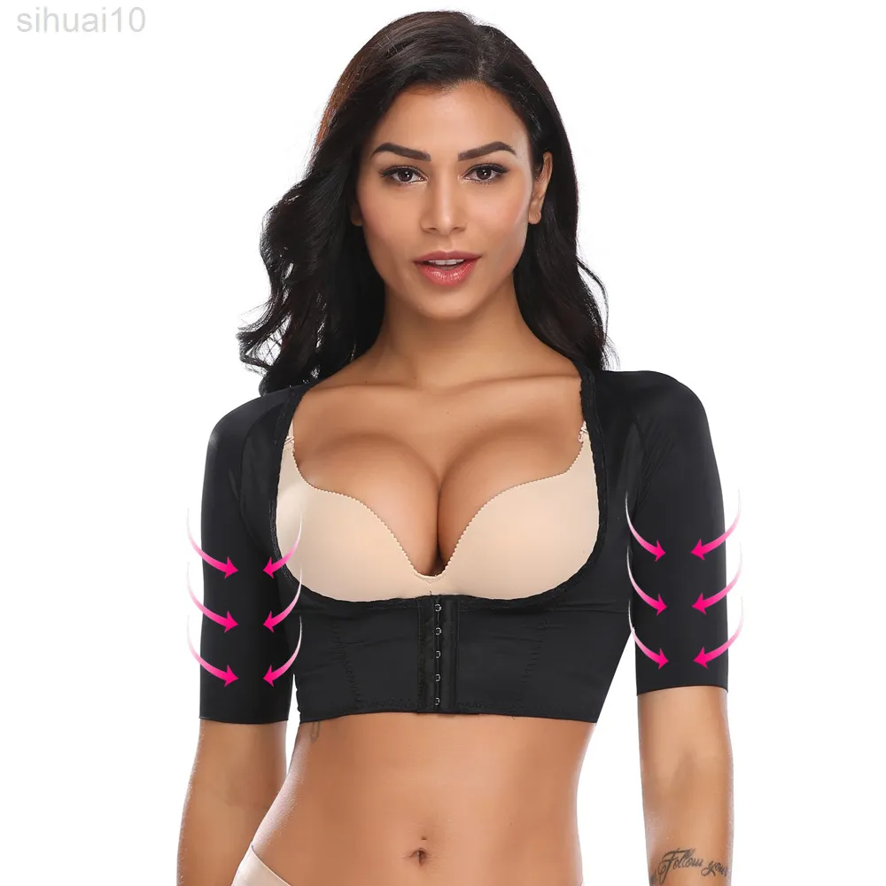 Dames Shapewear Tops Dragen je eigen beha korte mouw Crop Top Arm Pore Corrector Crop Top Arm Shapers korte mouw Humpback L220802