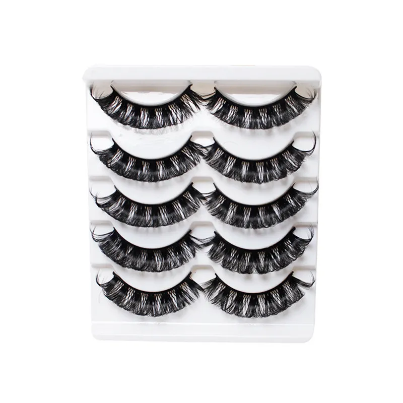 5Pairs d curl false eyelash grymhetfri naturlig rysk 3d faux mink ögonfransar wispy tjocka långa ögonfransar förlängnings smink