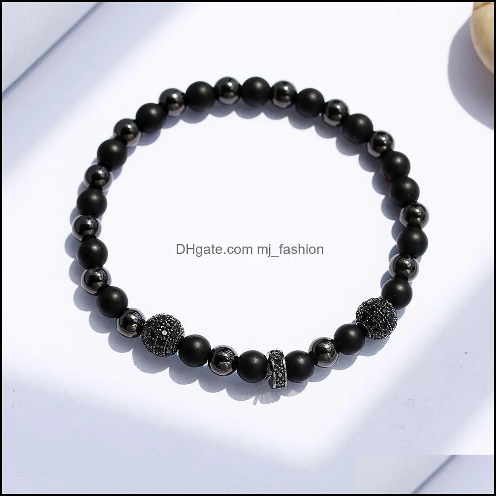 new arrival copper beads bracelets for women men prayer lucky wealth healing black frosted stone fashion valentine`s day jewelry-y
