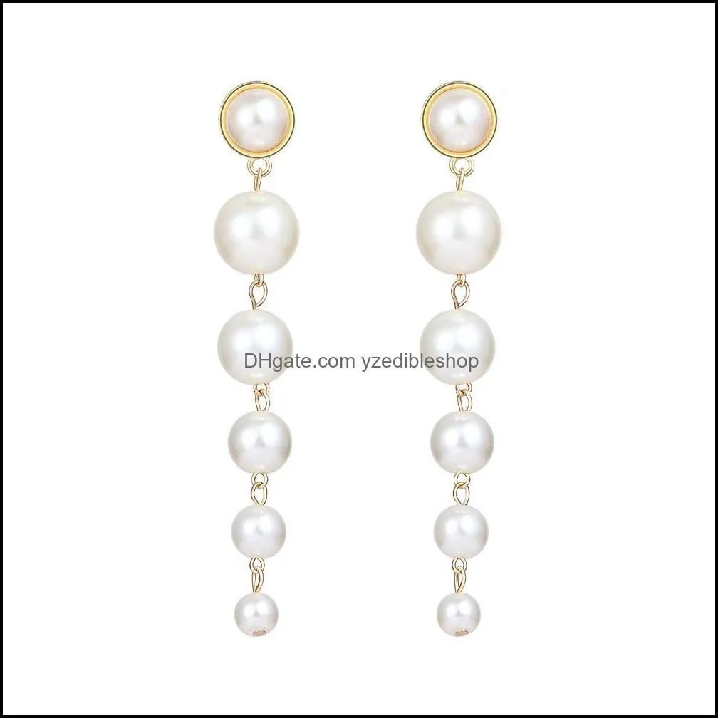 Ins Trendy Pearls Gold Stud Earring for Women Girls European and American Fashion Six Pearl Dangle Earring