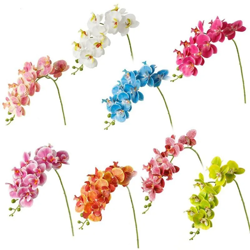 Decoratieve bloemen kransen 8 kleuren latex 9 hoofden 3d geprinte vlinder orchidee home decor bruiloft decoratie kunstmatige bloem