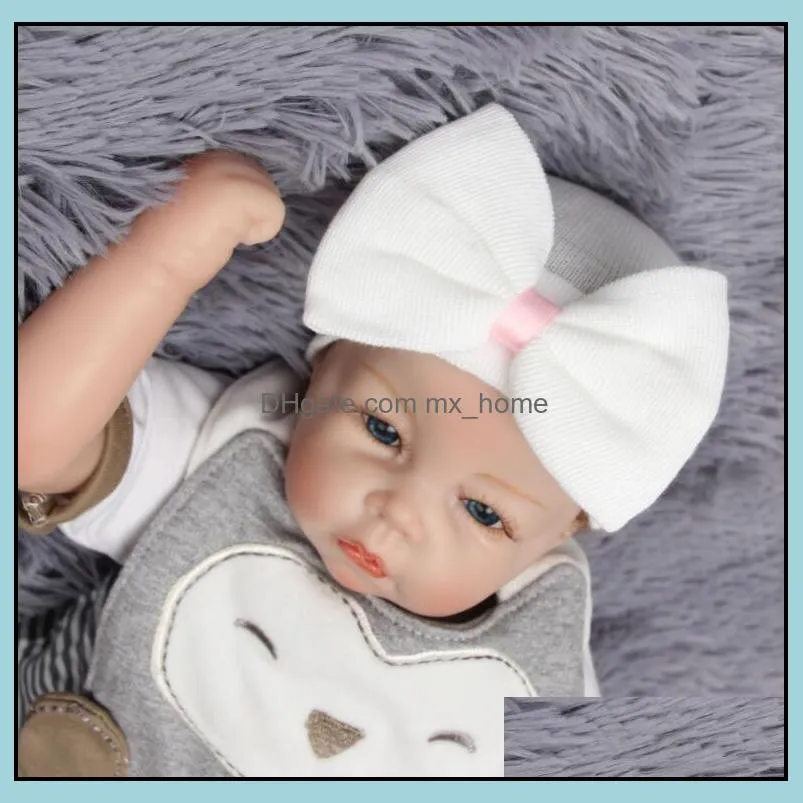 baby girls head bows hat newborn crochet beanie hats toddler kid knit hair accessories infant boy bonnet baby winter cotton photography
