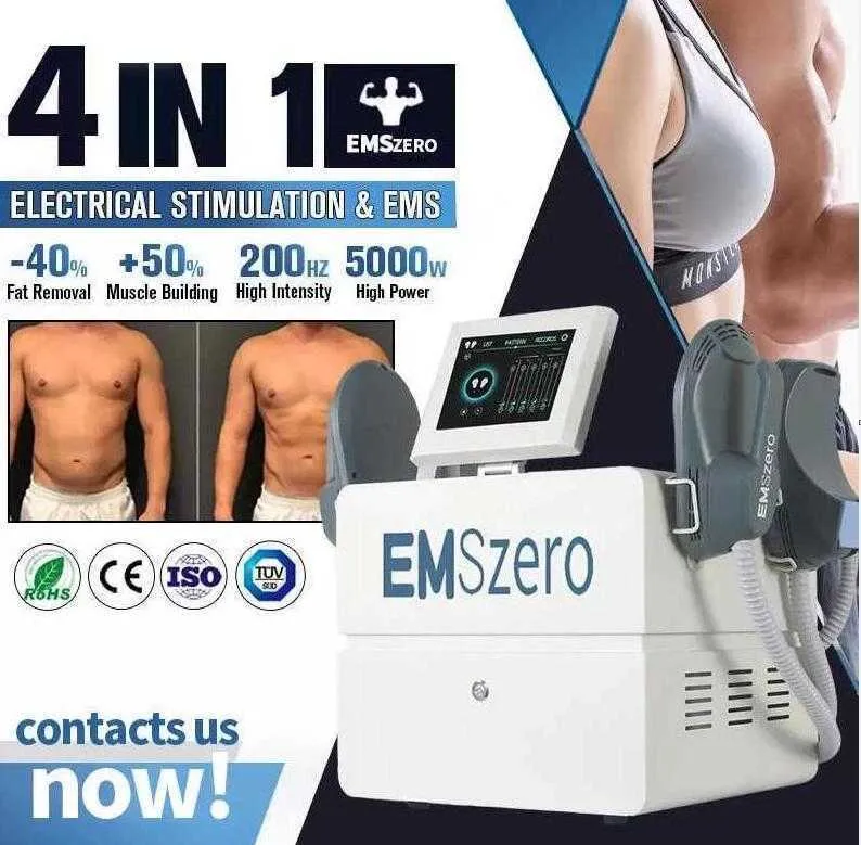 4 poignées avec siège et machine de mise en forme RF Stimulateur musculaire amincissant la machine à brûler les graisses EMSlim TeslaSulpt focalisé à haute intensité