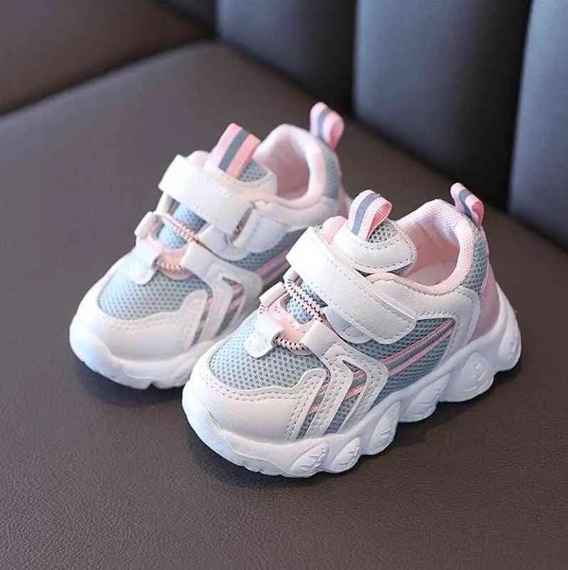 2021 Bahar Yeni Erkek Kızlar 1-10 Yaş Tide Çocuk Ayakkabı Yumuşak Alt Moda Nefes Beklenebilir Spor Ayakkabı Slip Toddler Koşu Ayakkabıları G220517