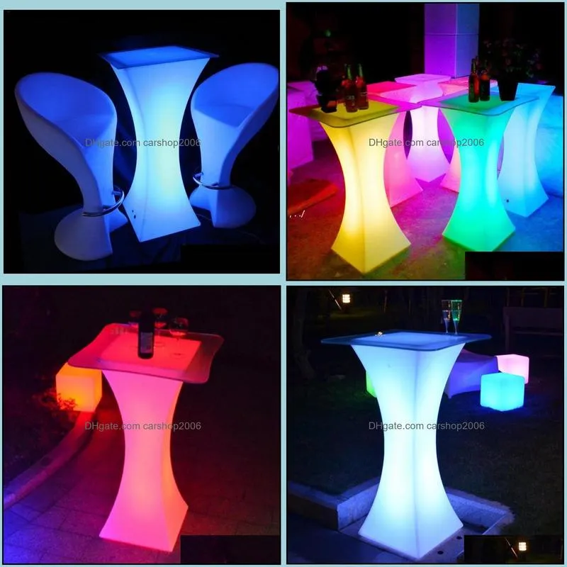 rechargeable led luminous cocktail table waterproof glowing led bar table lighted up coffee table bar disco party supply by sea