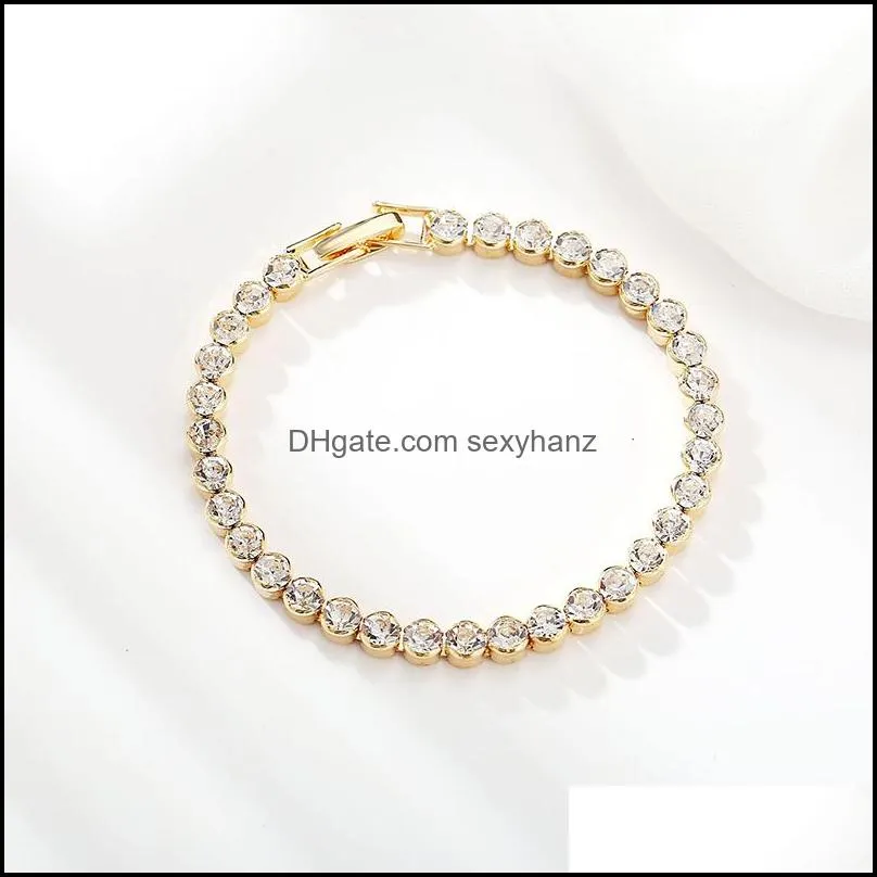 Retro Extravagance Designer All-Match Charm Bracelets Fashion Multicolor Inlaid Crystal Bracelet Shiny Full Diamond Simple Gold Temperament Wrist Jewelry