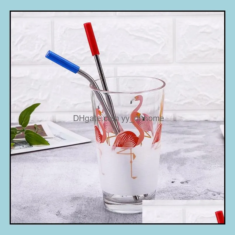 stainless steel straws reusable straight and bend metal straws with silicone tips cleaning brush bar drinking straw sn812