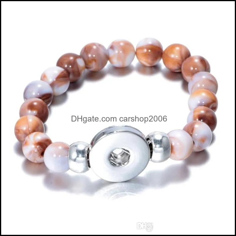Fashion Jewelry 18mm Snap Button Bracelet 10mm Imitation Pearls Beads Bracelets Charm Bangle For Women Girls Birthday Gift