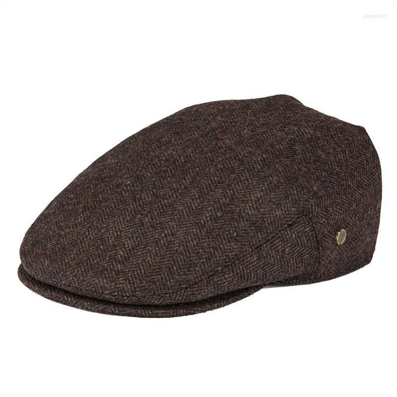 Berets Wool Tweed Herringbone Flat Cap Sboy Caps Boina Men Women Beret Classic Cabbie Driver Hat Golf Hunting Ivy Hats 200Berets Wend22