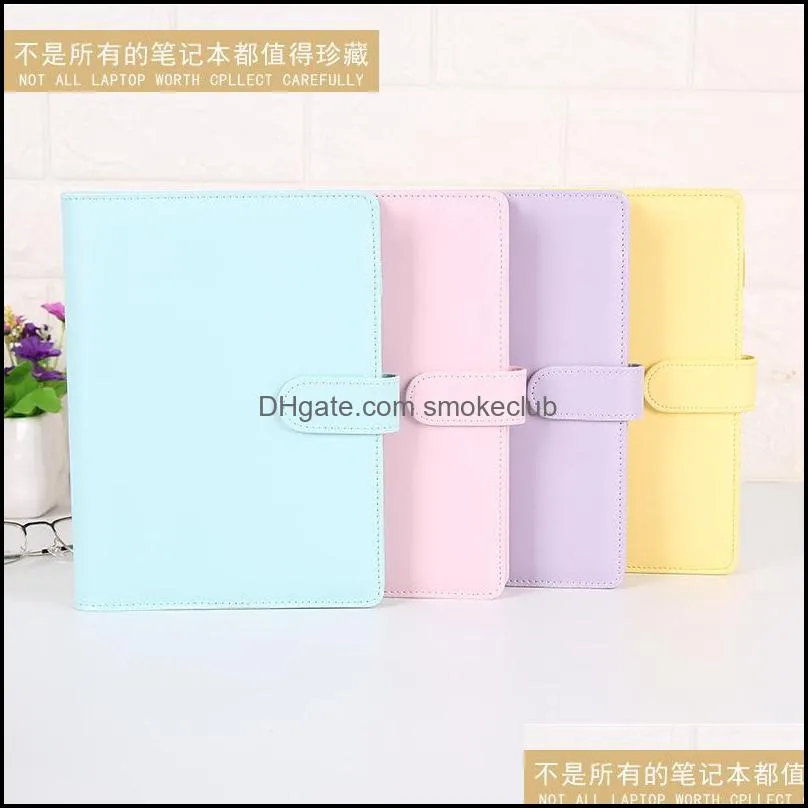 A6 PU Leather Notebook Binder Macaron color 19*13cm Refillable 6 Ring Binder A6 Filler Paper Magnetic Buckle Closure custom DIY 99 S2