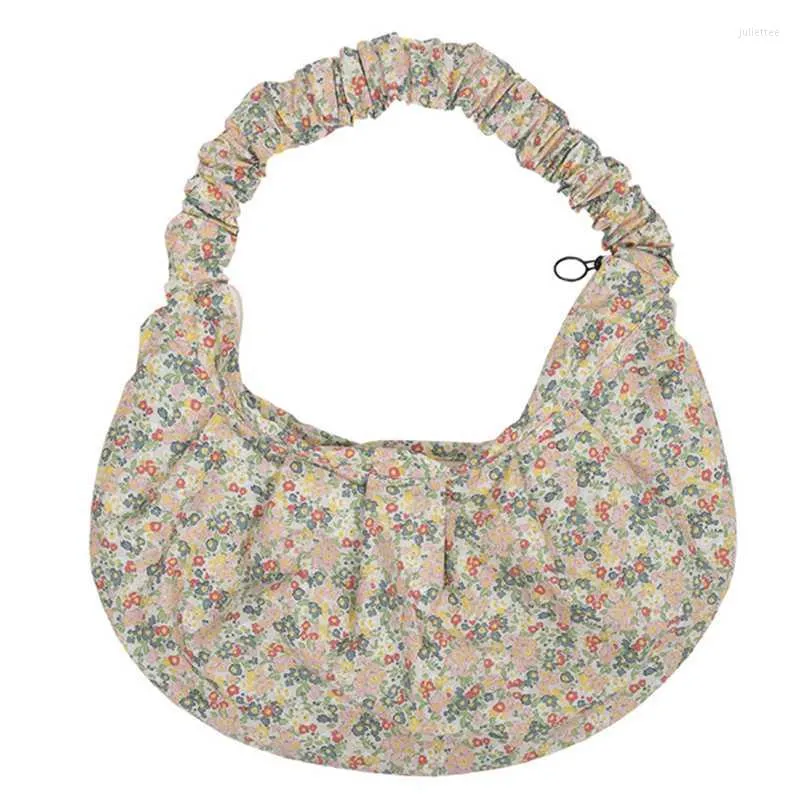 Abendtaschen Damen Ästhetische Cottage Core Floral Stoff Hobo Tasche mit gerafftem Schultergurt Weibliche Mode Große Kapazität Slouchy BagEvening